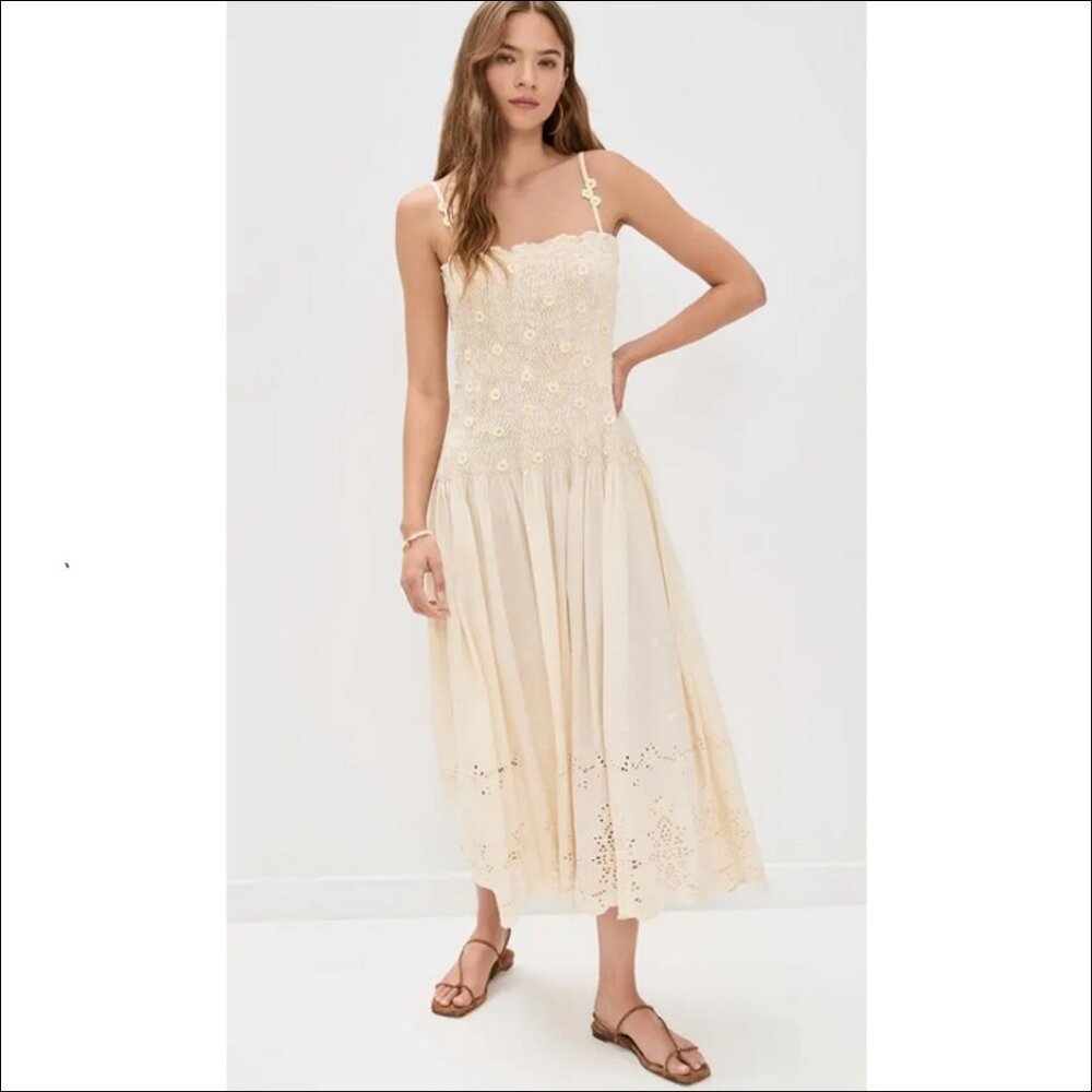 Free People Daphne Midi Dress in Tea Combo - XS - NWT - Picture 4 of 11